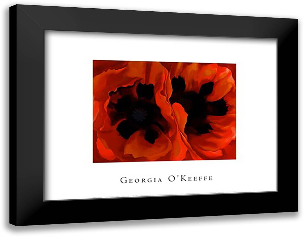 Oriental Poppies 28x22 Black Modern Wood Framed Art Print Poster by O'Keeffe, Georgia