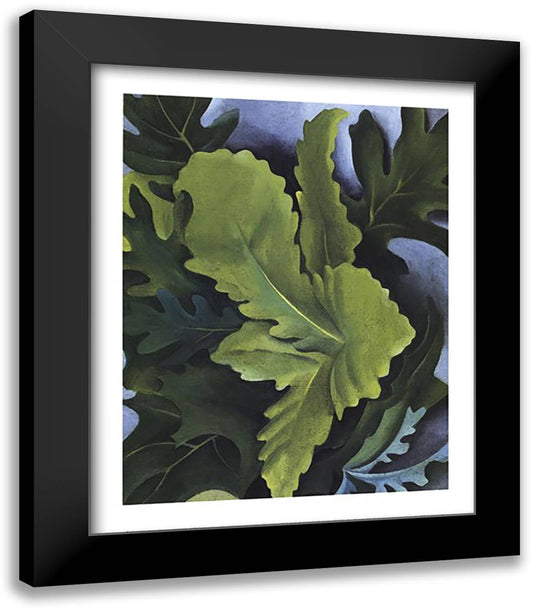 Green Oak Leaves 15x18 Black Modern Wood Framed Art Print Poster by O'Keeffe, Georgia