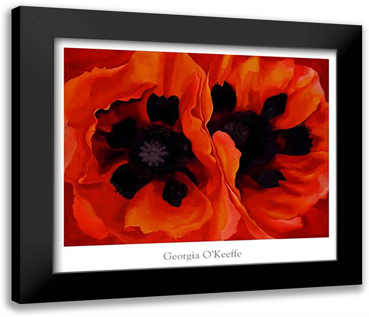 Oriental Poppies 34x28 Black Modern Wood Framed Art Print Poster by O'Keeffe, Georgia