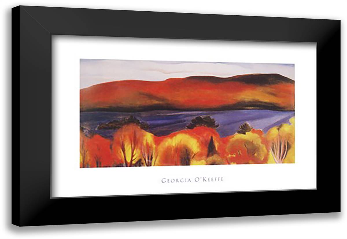 Lake George, Autumn, 1927 40x28 Black Modern Wood Framed Art Print Poster by O'Keeffe, Georgia