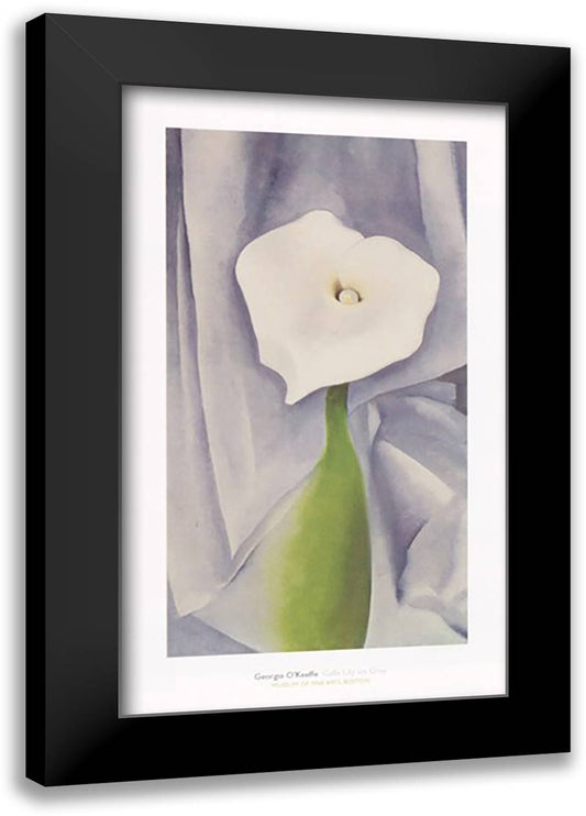 Calla Lily on Grey, 1928 24x40 Black Modern Wood Framed Art Print Poster by O'Keeffe, Georgia