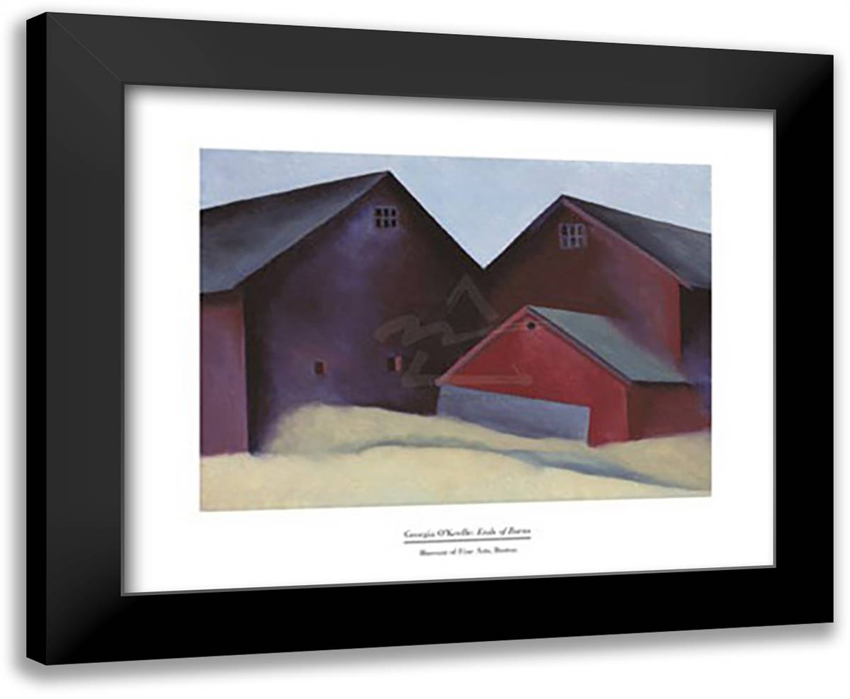 Ends of Barns 32x26 Black Modern Wood Framed Art Print Poster by O'Keeffe, Georgia