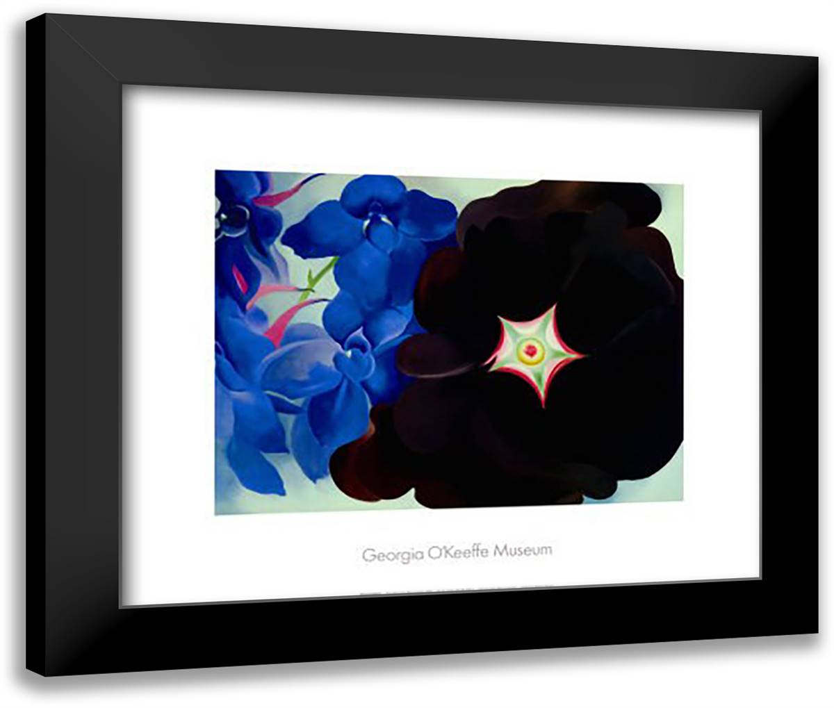 Black Hollyhock Blue Lakespur, 1930 34x28 Black Modern Wood Framed Art Print Poster by O'Keeffe, Georgia