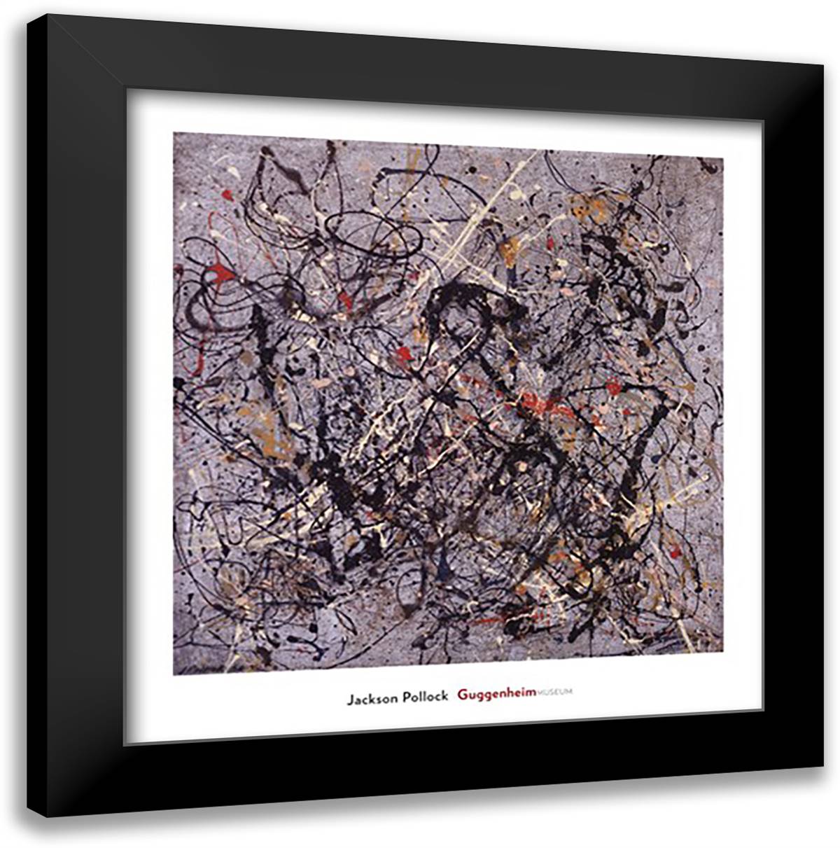 Number 18, 1950 28x28 Black Modern Wood Framed Art Print Poster by Pollock, Jackson