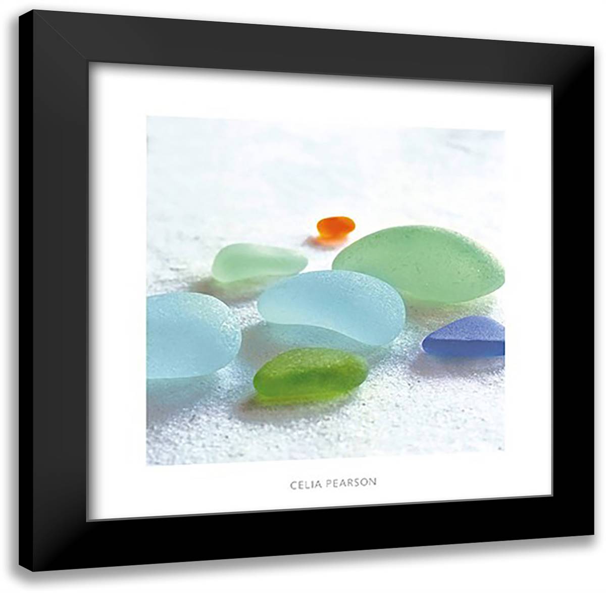 Sea Glass - Softly Rounded 17x17 Black Modern Wood Framed Art Print Poster by Pearson, Celia