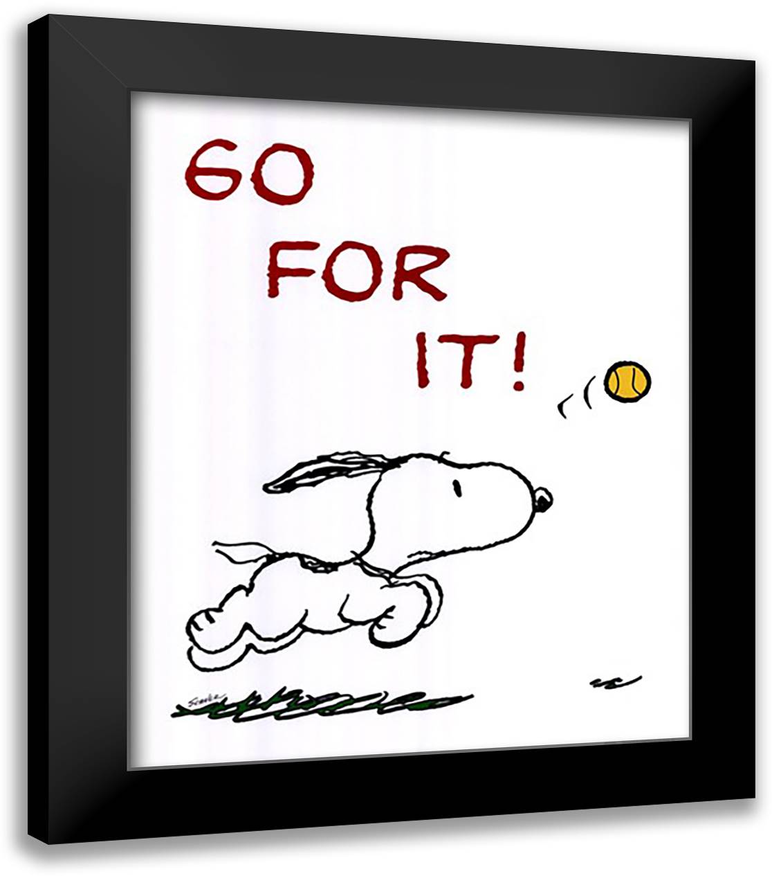 Go For It 20x24 Black Modern Wood Framed Art Print Poster by Peanuts