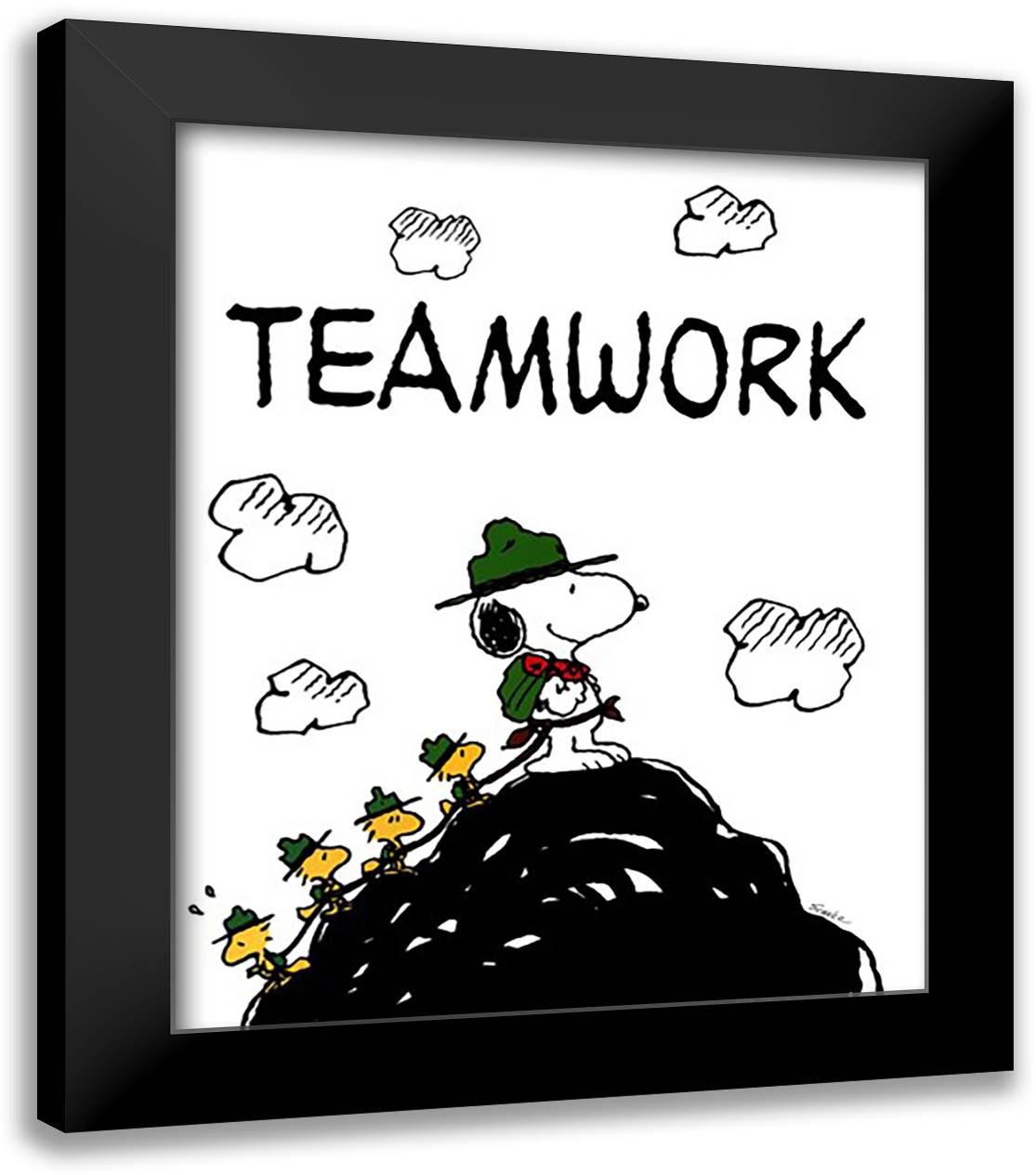 Teamwork 20x24 Black Modern Wood Framed Art Print Poster by Peanuts