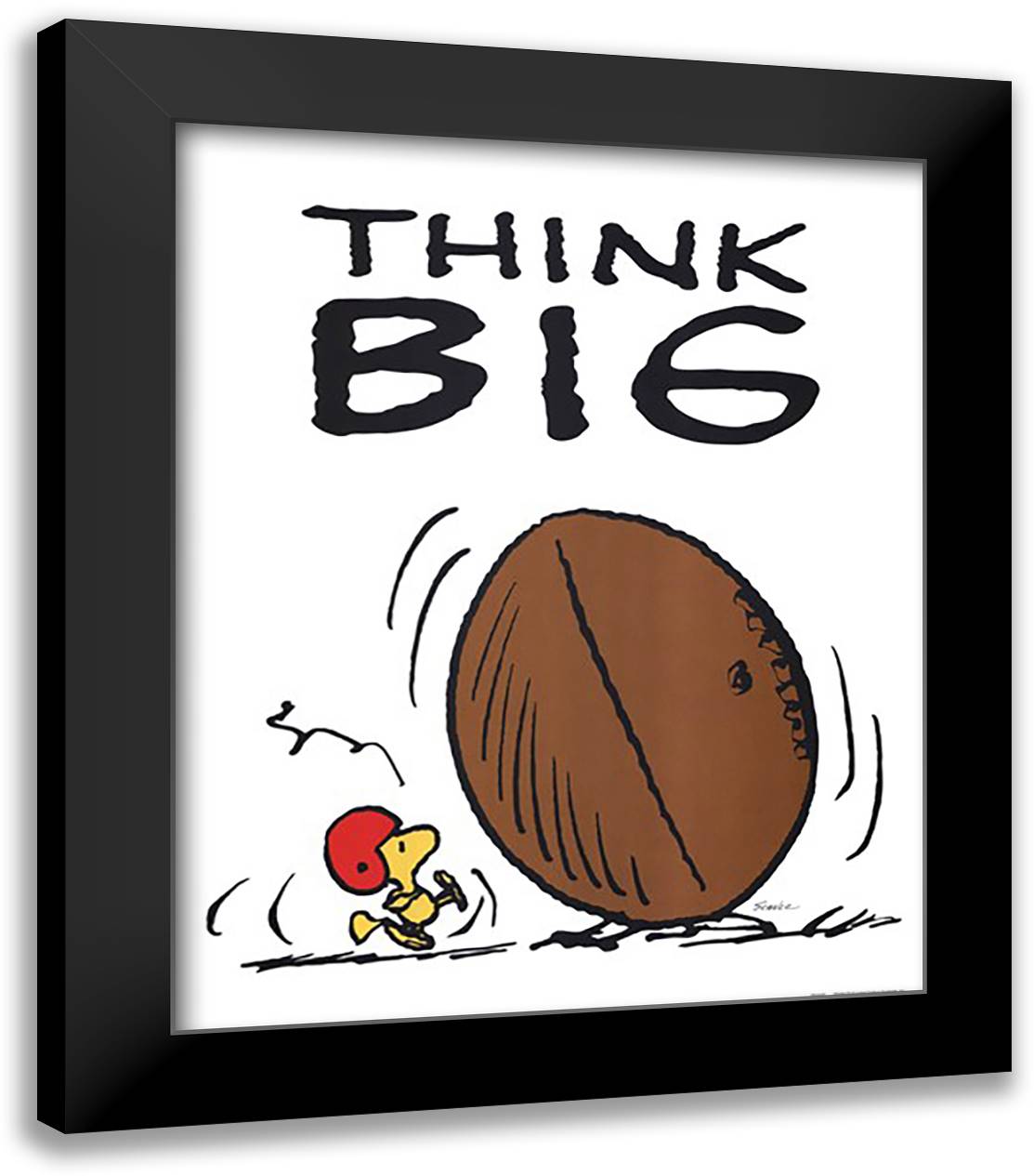 Think Big 20x24 Black Modern Wood Framed Art Print Poster by Peanuts