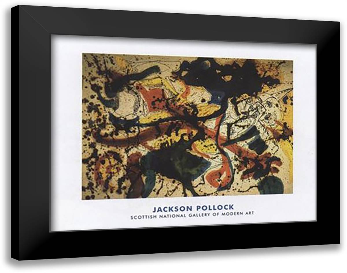 Untitled 36x28 Black Modern Wood Framed Art Print Poster by Pollock, Jackson