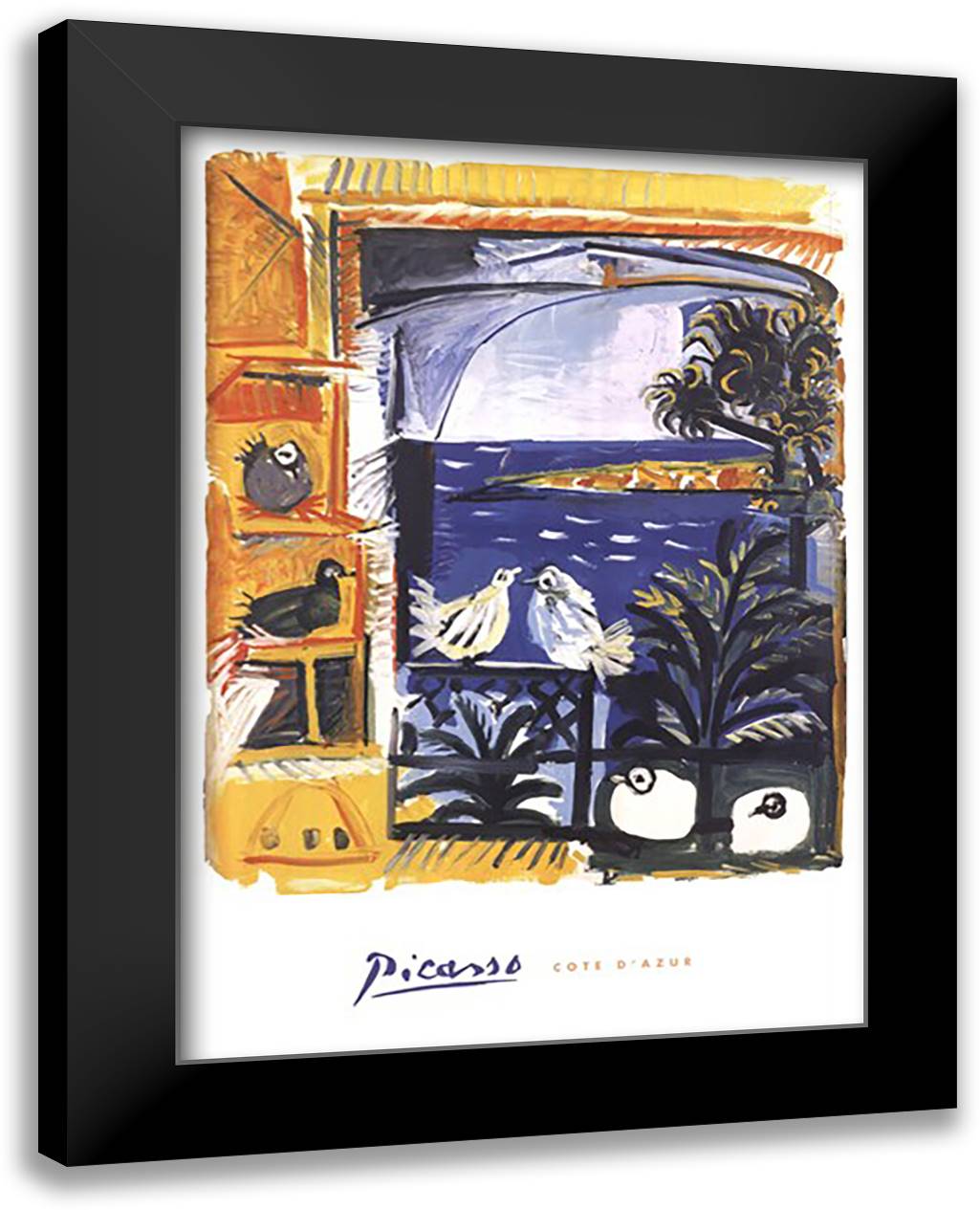 The Pigeons, 1957 28x40 Black Modern Wood Framed Art Print Poster by Picasso, Pablo