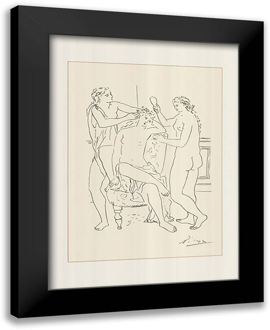 La couronne de fleurs (serigraph) 24x32 Black Modern Wood Framed Art Print Poster by Picasso, Pablo