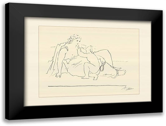 Femme et enfant (serigraph) 32x24 Black Modern Wood Framed Art Print Poster by Picasso, Pablo