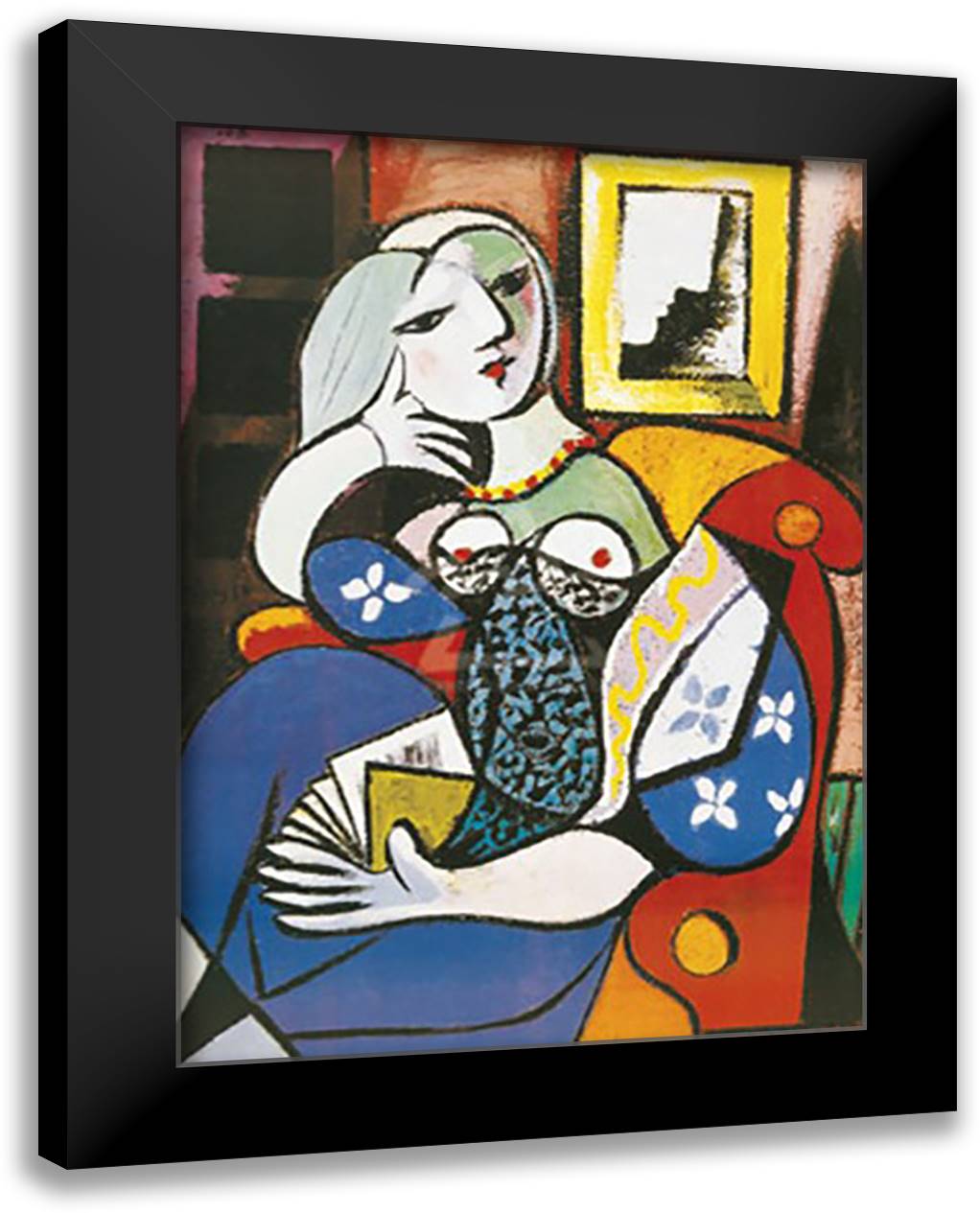 Woman with Book 28x40 Black Modern Wood Framed Art Print Poster by Picasso, Pablo