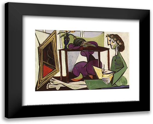 Interior with a Girl Drawing 18x15 Black Modern Wood Framed Art Print Poster by Picasso, Pablo