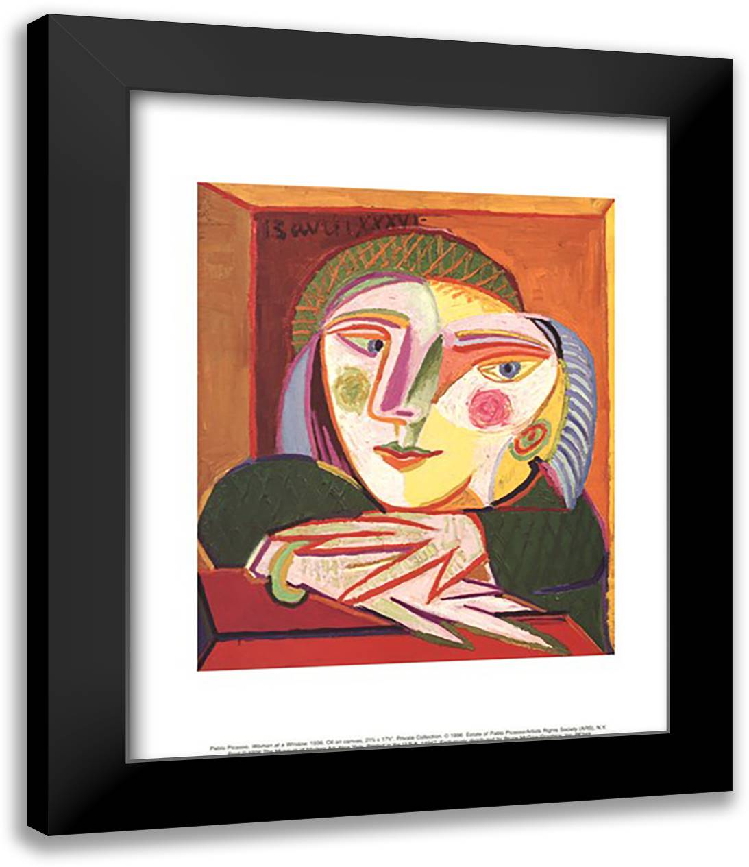 Woman at a Window 15x18 Black Modern Wood Framed Art Print Poster by Picasso, Pablo