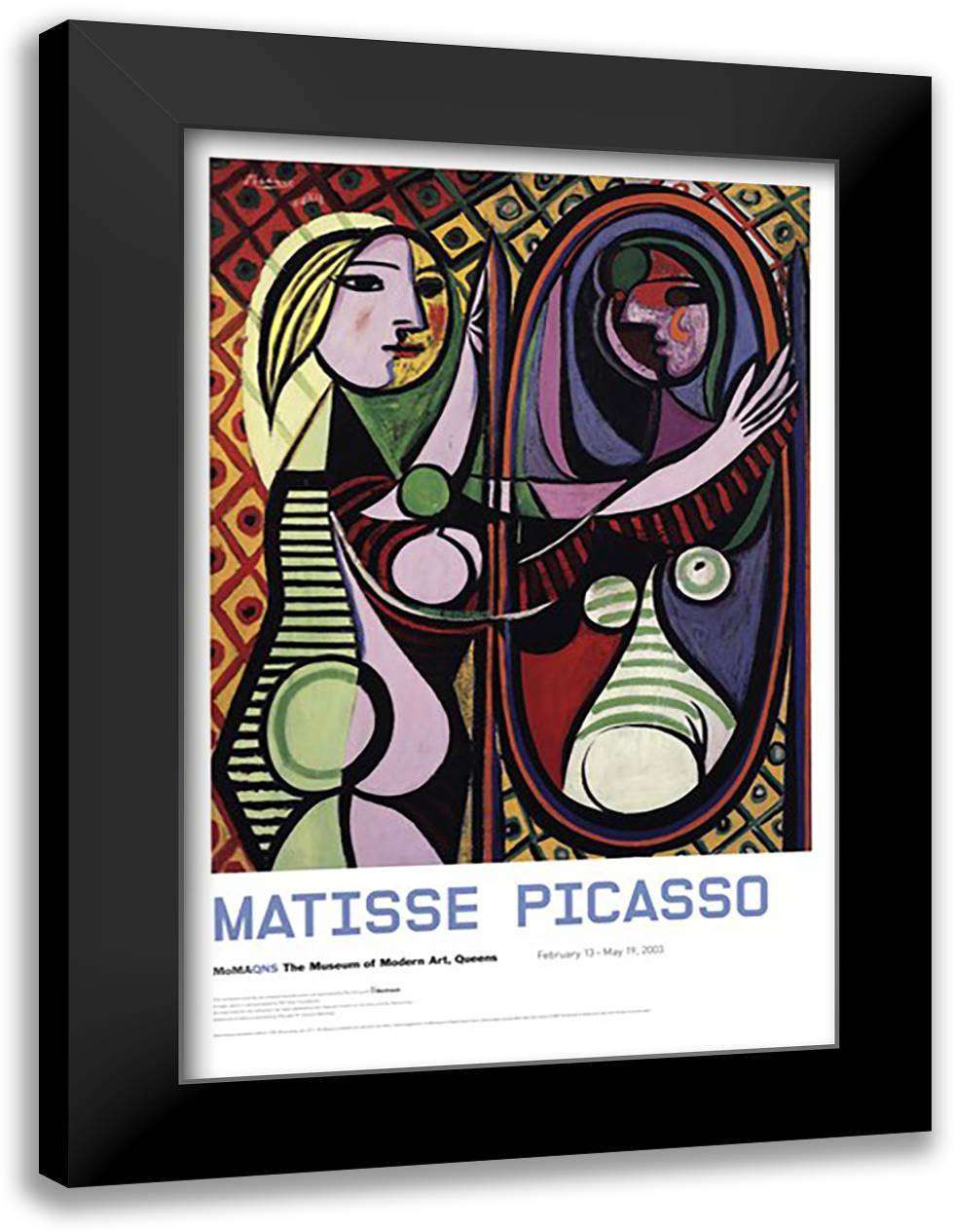 Girl Before a Mirror, 1932 24x34 Black Modern Wood Framed Art Print Poster by Picasso, Pablo