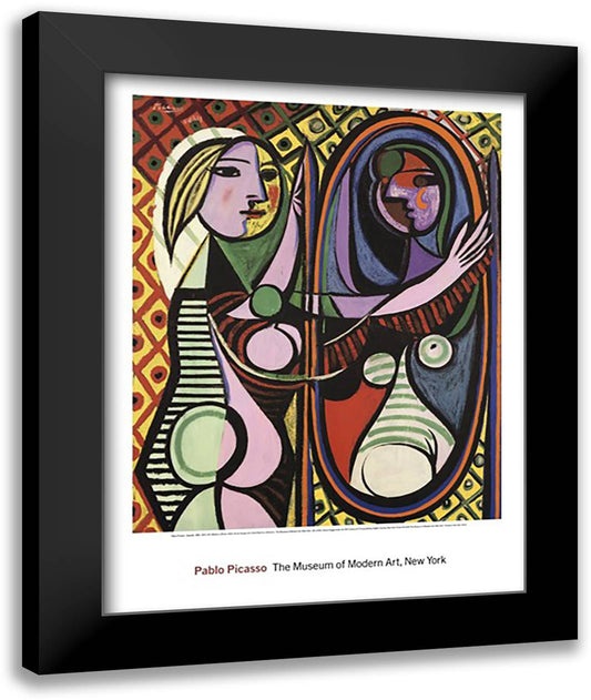 Girl Before a Mirror 28x36 Black Modern Wood Framed Art Print Poster by Picasso, Pablo