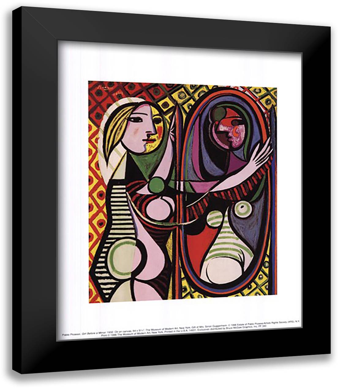 Girl Before a Mirror 15x18 Black Modern Wood Framed Art Print Poster by Picasso, Pablo