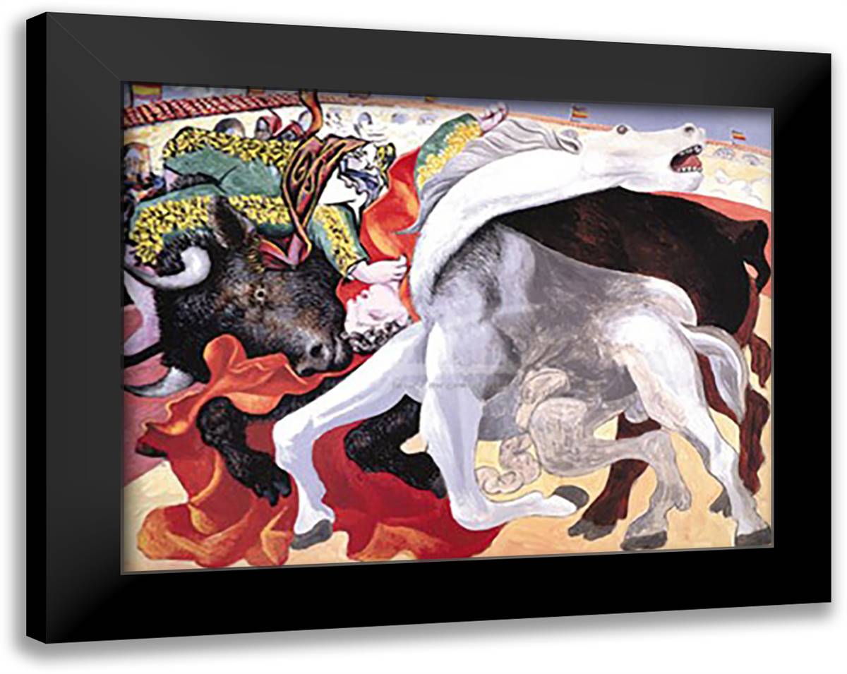 Corrida 32x25 Black Modern Wood Framed Art Print Poster by Picasso, Pablo