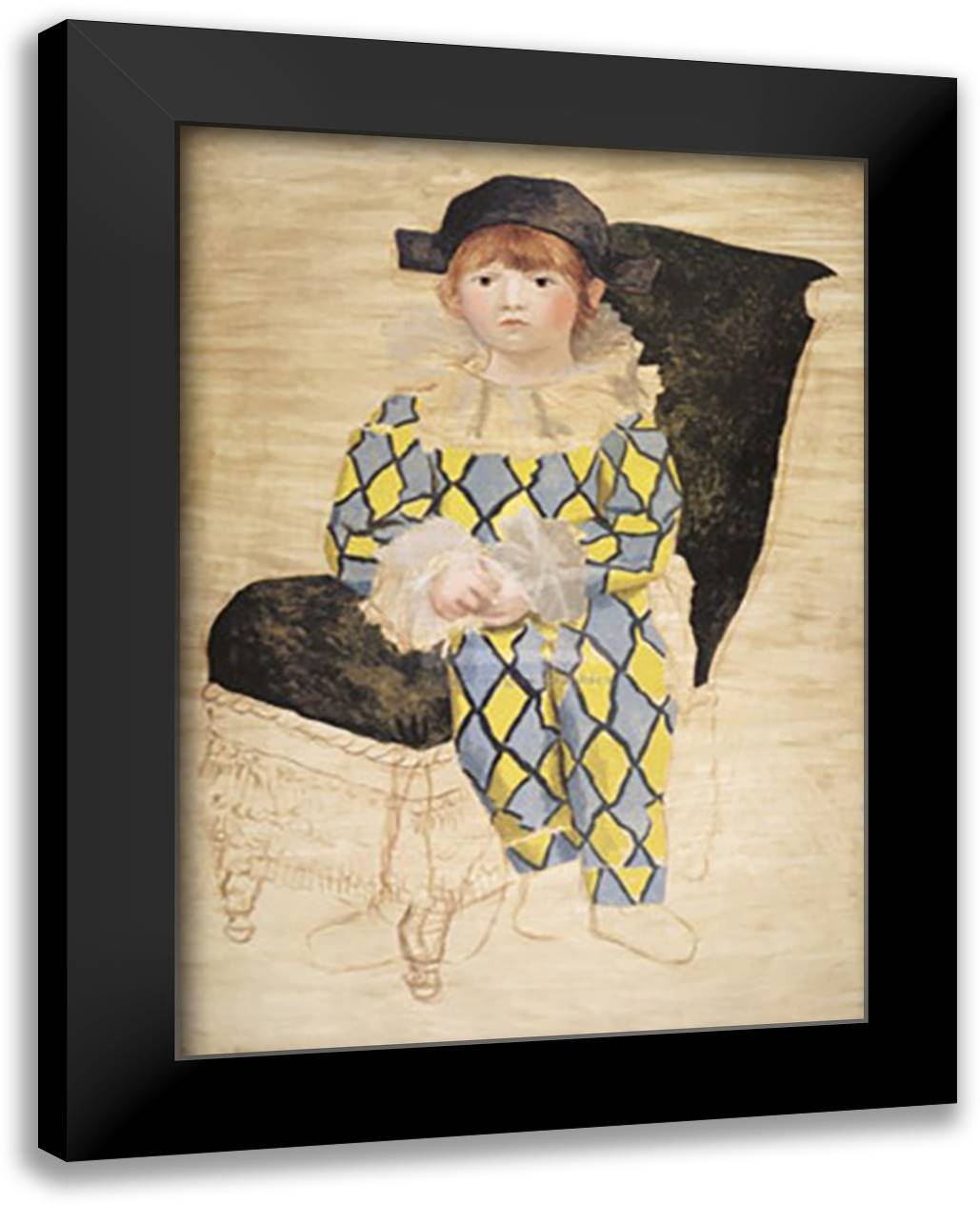 Paul en arlequin, 1924 24x32 Black Modern Wood Framed Art Print Poster by Picasso, Pablo