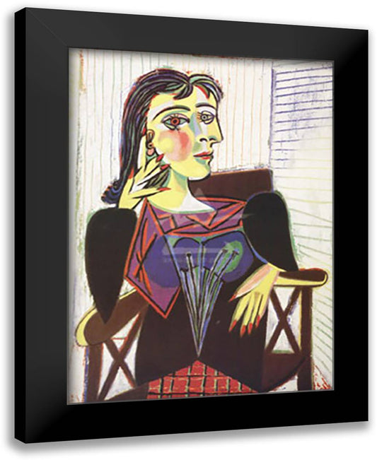 Dora Maar Seated 24x32 Black Modern Wood Framed Art Print Poster by Picasso, Pablo