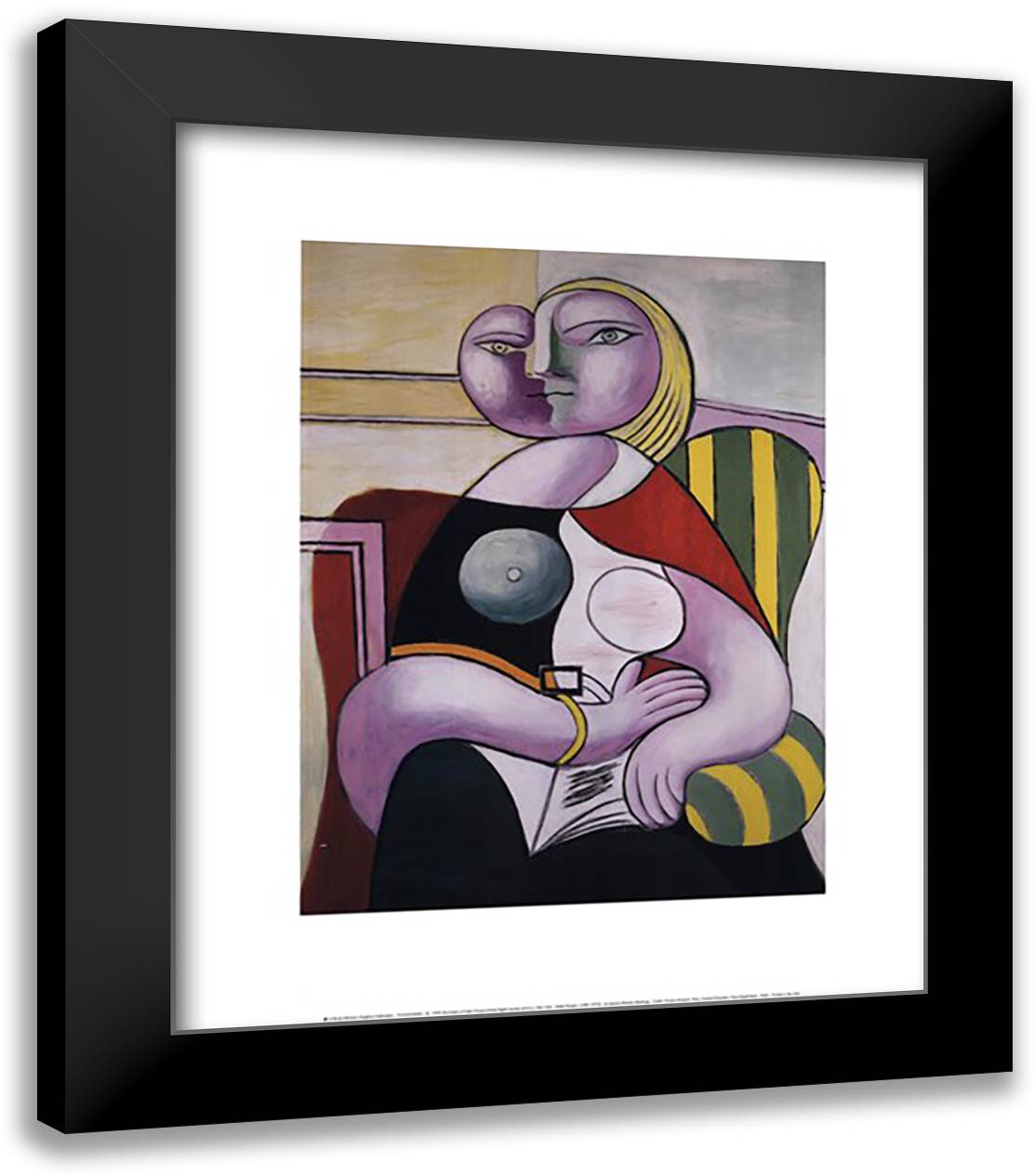 La lecture (Woman Reading) 20x24 Black Modern Wood Framed Art Print Poster by Picasso, Pablo