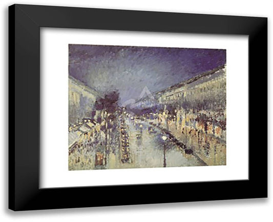 The Boulevard Montmartre at Night, 1897 18x15 Black Modern Wood Framed Art Print Poster by Pissarro, Camille