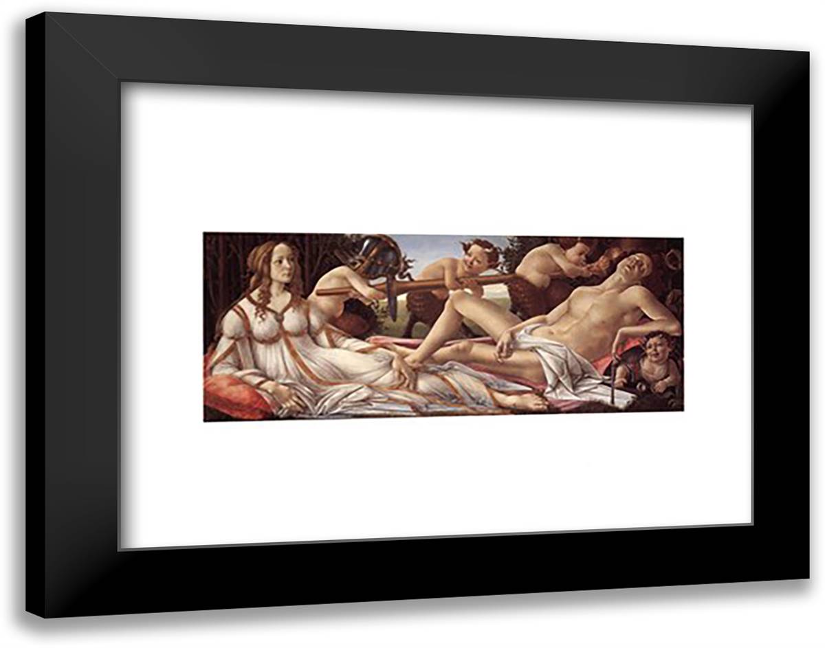 Venus and Mars, c. 1485 18x15 Black Modern Wood Framed Art Print Poster by Botticelli, Sandro