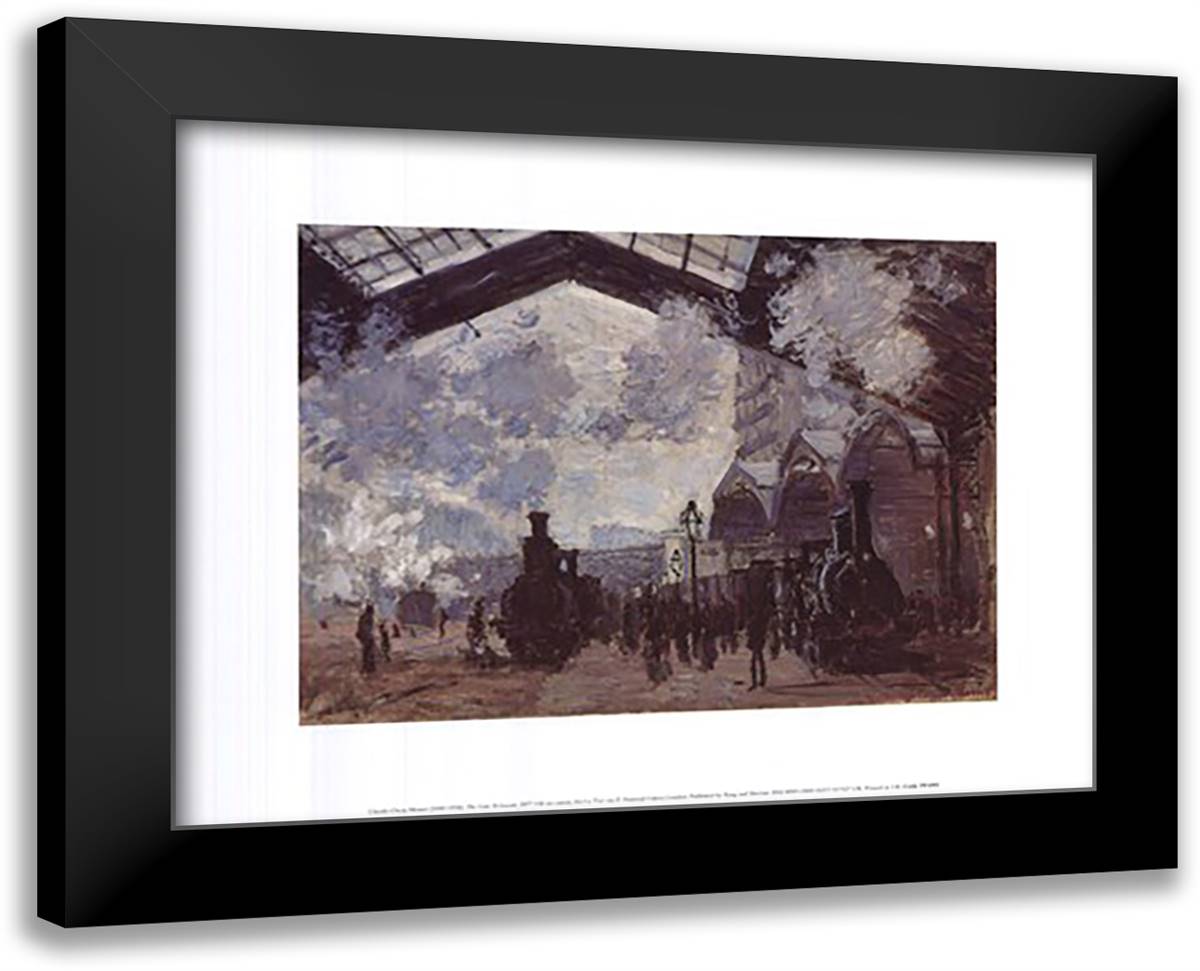 Le Gare St-Lazare, 1877 18x15 Black Modern Wood Framed Art Print Poster by Monet, Claude