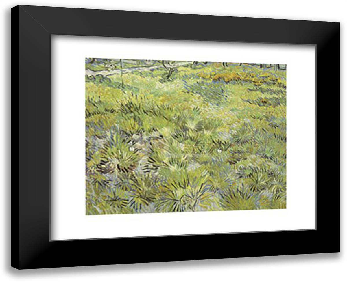 Long Grass with Butterflies, 1890 18x15 Black Modern Wood Framed Art Print Poster by Van Gogh, Vincent