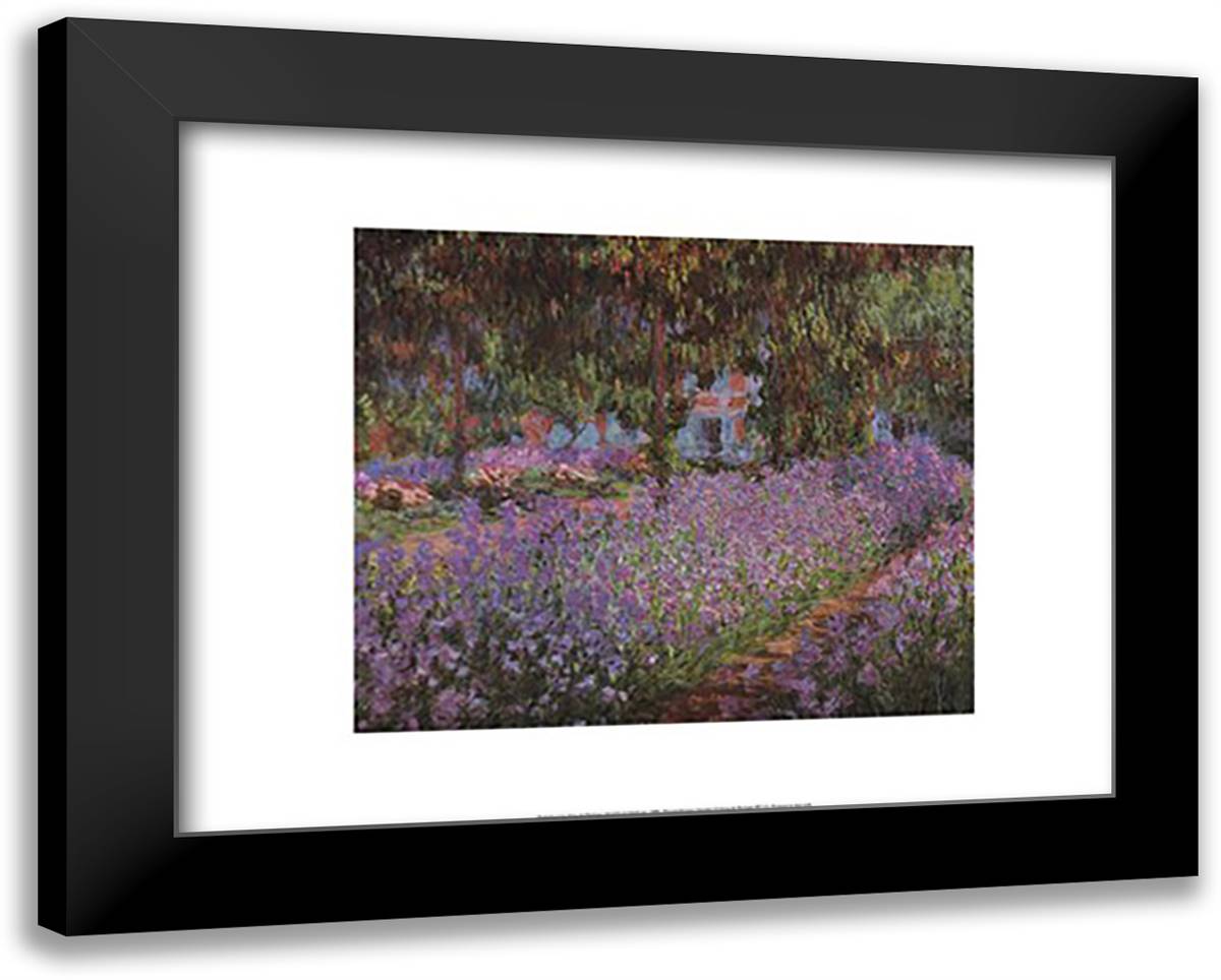 The Artist's Garden at Giverny, c.1900 18x15 Black Modern Wood Framed Art Print Poster by Monet, Claude
