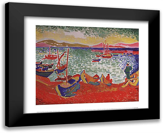 Boats in the Port of Collioure, 1905 18x15 Black Modern Wood Framed Art Print Poster