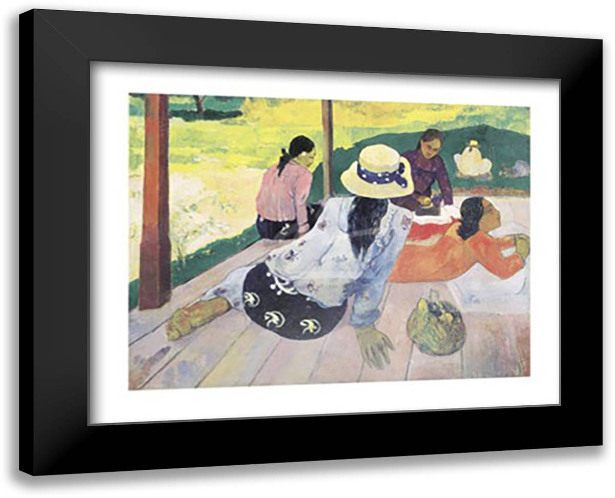 The Siesta 18x15 Black Modern Wood Framed Art Print Poster by Gauguin, Paul
