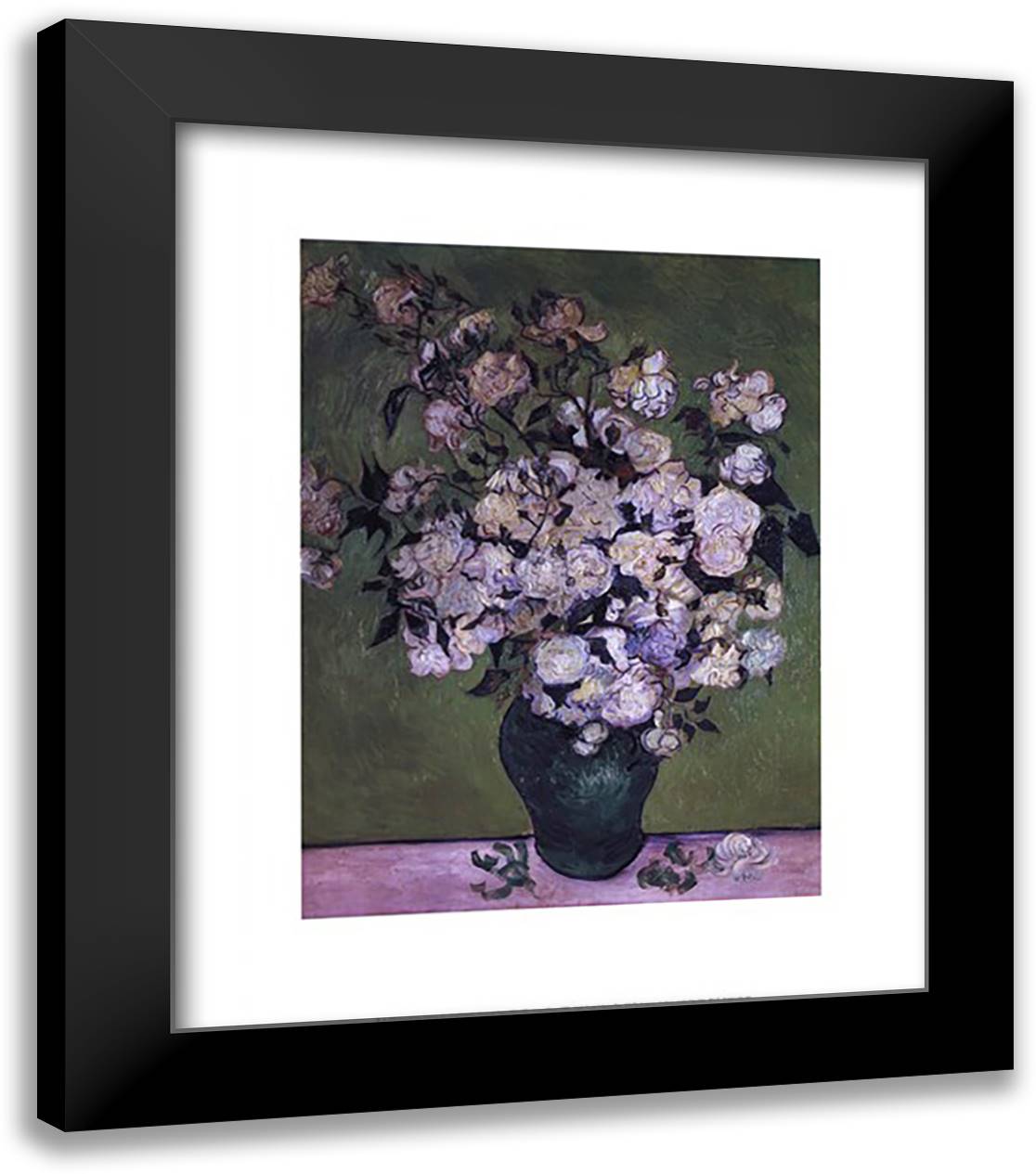 Vase of Roses 15x18 Black Modern Wood Framed Art Print Poster by Van Gogh, Vincent