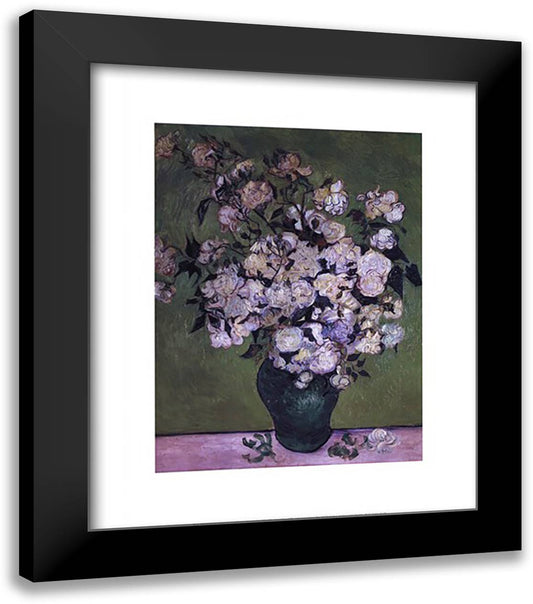 Vase of Roses 15x18 Black Modern Wood Framed Art Print Poster by Van Gogh, Vincent
