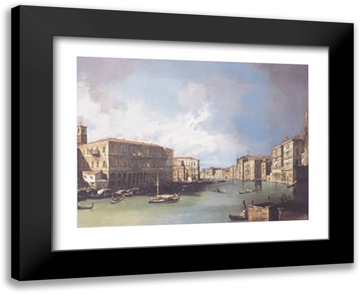 The Grand Canal, Venice, Looking North from near the Rialto Bridge, c. 1726 18x15 Black Modern Wood Framed Art Print Poster by Canaletto, Giovanni Antonio