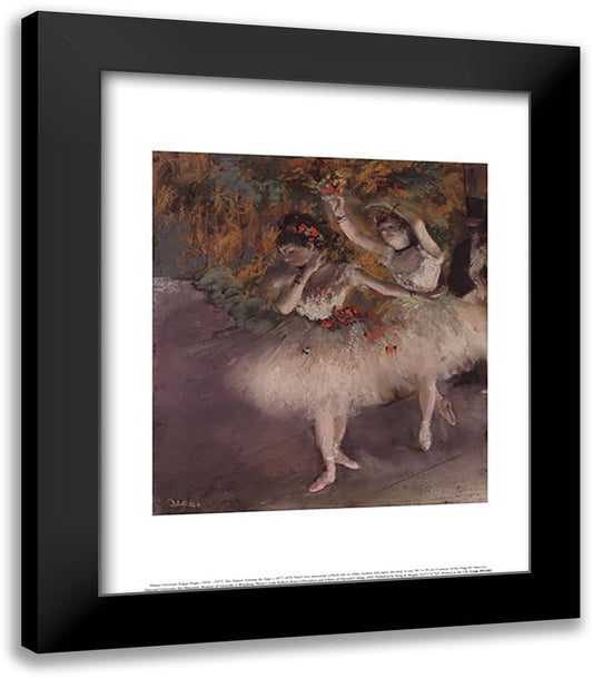 Two Dancers Entering the Stage 15x18 Black Modern Wood Framed Art Print Poster by Degas, Edgar