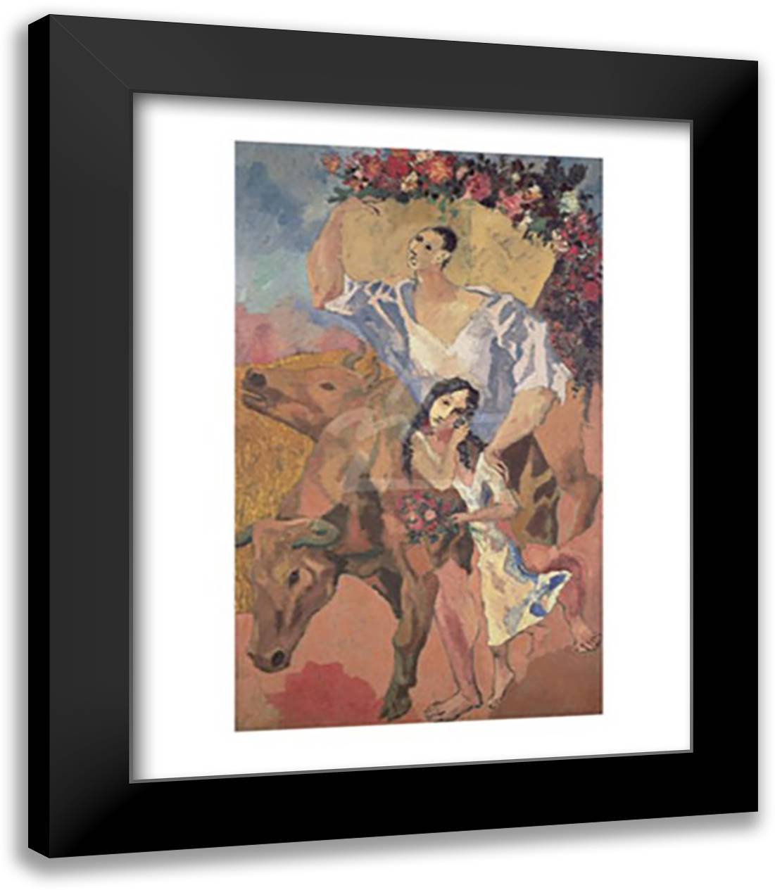 Composition: The Peasants, 1906 15x18 Black Modern Wood Framed Art Print Poster by Picasso, Pablo