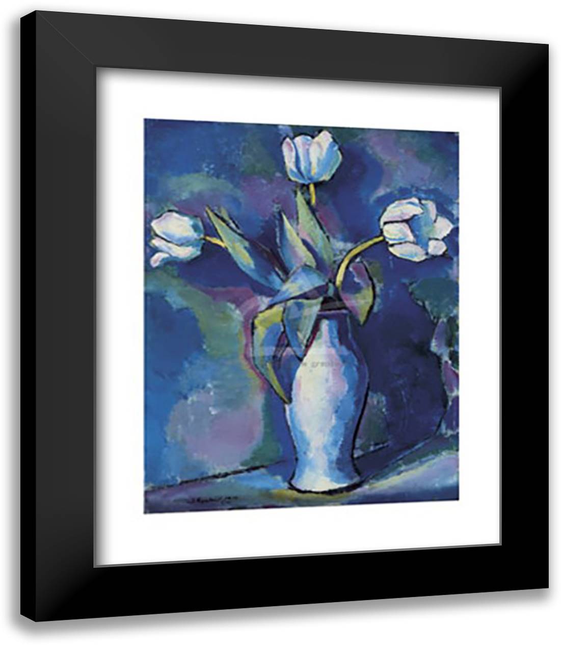 Three White Tulips 15x18 Black Modern Wood Framed Art Print Poster by Sheeler, Charles
