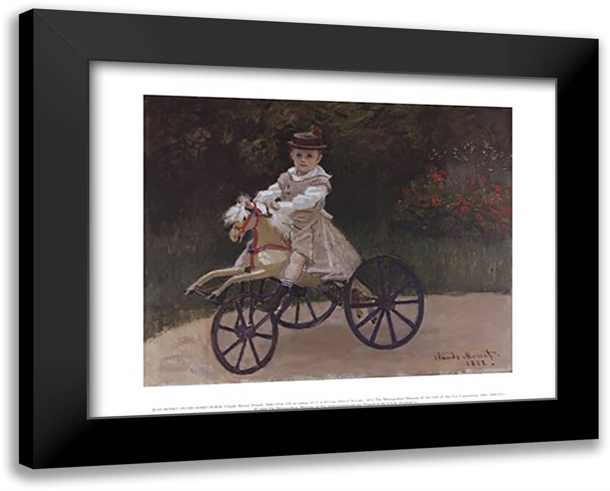 Jean Monet on His Hobby Horse, 1872 18x15 Black Modern Wood Framed Art Print Poster by Monet, Claude