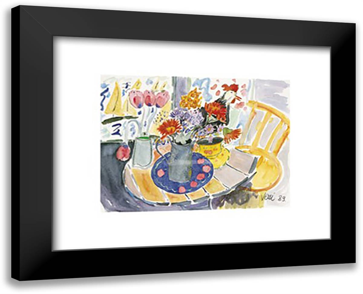 Table Hen 18x15 Black Modern Wood Framed Art Print Poster by Smith, Veni