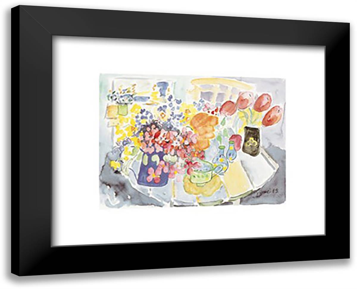 Table Flowers 18x15 Black Modern Wood Framed Art Print Poster by Smith, Veni