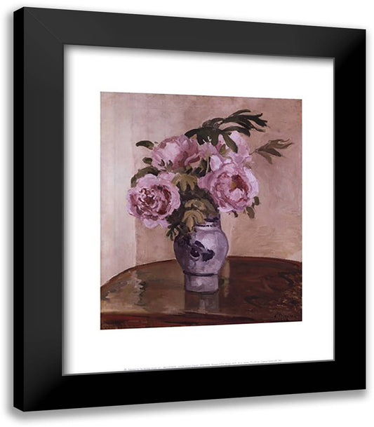 Bouquet of Pink Peonies, 1873 15x18 Black Modern Wood Framed Art Print Poster by Pissarro, Camille