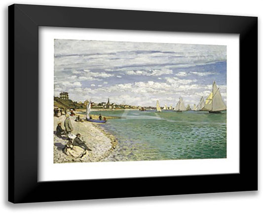 Beach at Sainte-Adresse 18x15 Black Modern Wood Framed Art Print Poster by Monet, Claude
