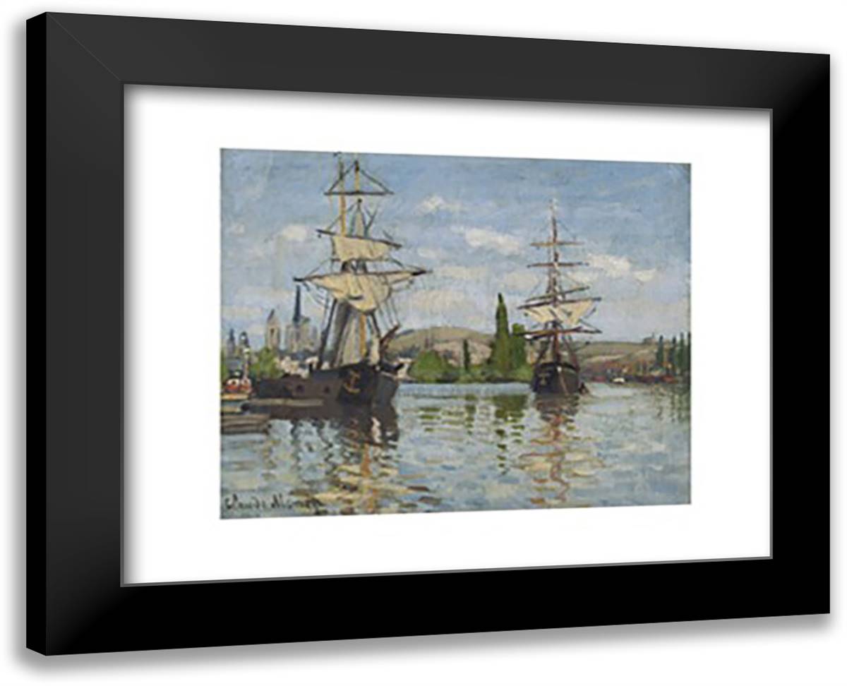 Ships Riding on the Seine at Rouen, 1872/1873 18x15 Black Modern Wood Framed Art Print Poster by Monet, Claude