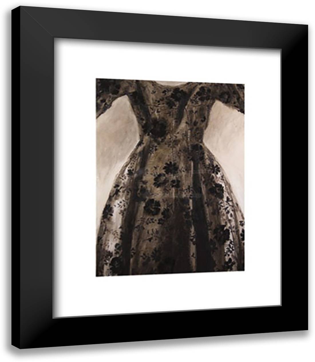 Black Dress Drawing 15x18 Black Modern Wood Framed Art Print Poster by Nott