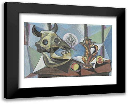 Bull Skull, Fruit, Pitcher, 1939 18x15 Black Modern Wood Framed Art Print Poster by Picasso, Pablo