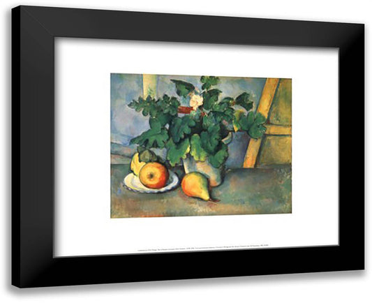 Pot of Flowers and Pears 18x15 Black Modern Wood Framed Art Print Poster by Cezanne, Paul