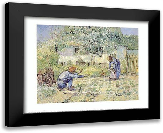 First Steps (after Millet), c.1890 18x15 Black Modern Wood Framed Art Print Poster by Van Gogh, Vincent