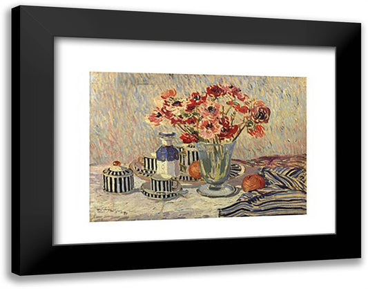 Still Life with Anemones 18x15 Black Modern Wood Framed Art Print Poster by Seurat, Georges